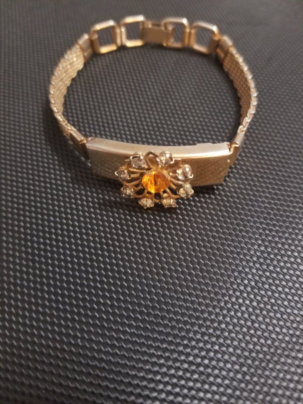 HTF: Rare: Antique Simplistic Art Nouveau Floral-Diamond Bracelet